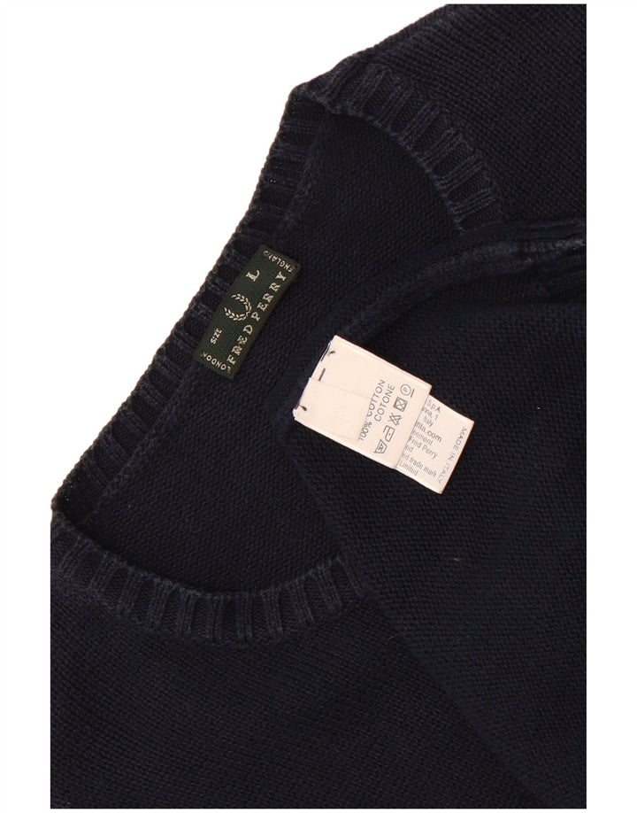 Fred Perry Herre sweater med rund hals, stor marineblå bomuld