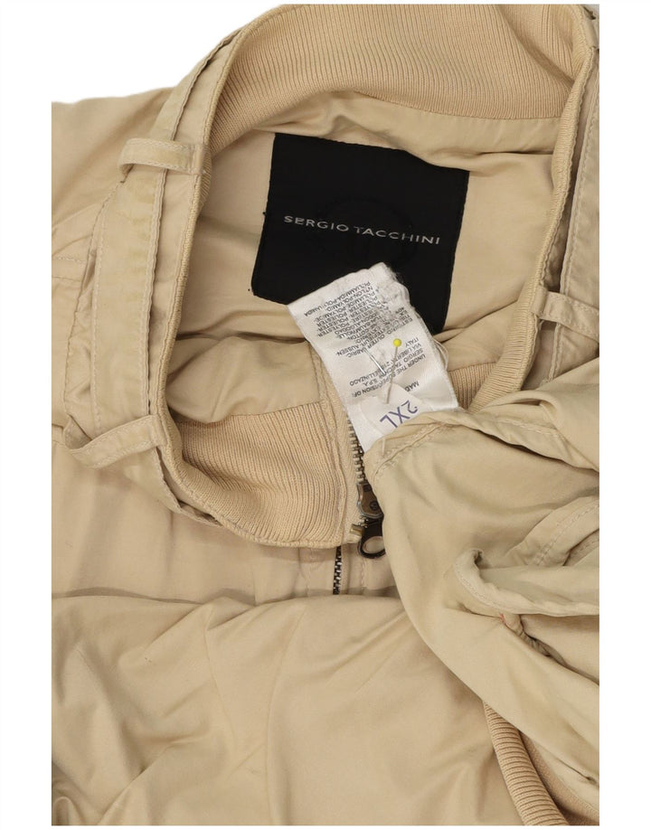 Sergio Tacchini Herre Bomber Jacket UK 44 2XL Beige Bomuld