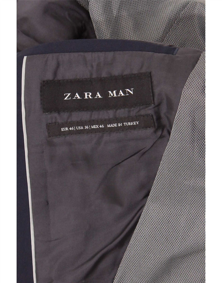 Zara Herre 2-knaps blazerjakke EU 46 Small Navy Blue