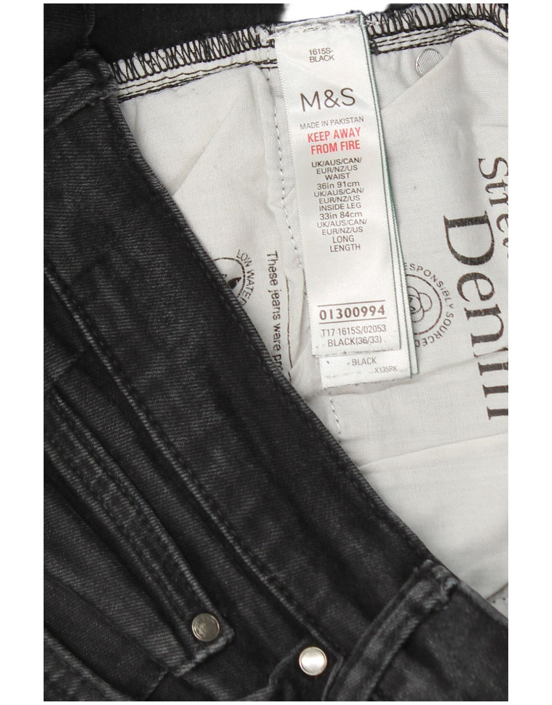 Marks & Spencer Herre Slim Jeans W36 L33 Sort Bomuld