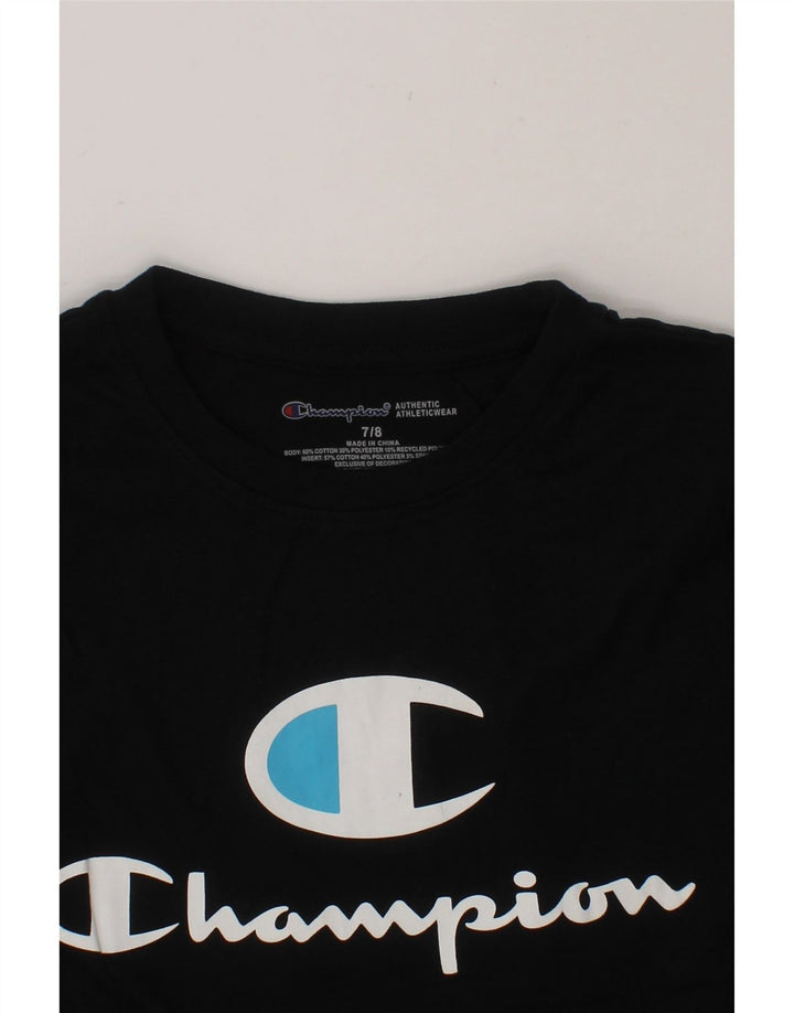 CHAMPION Boys Graphic T-Shirt Top 7-8 Years Black Cotton Vintage Champion and Second-Hand Champion from Messina Hembry 