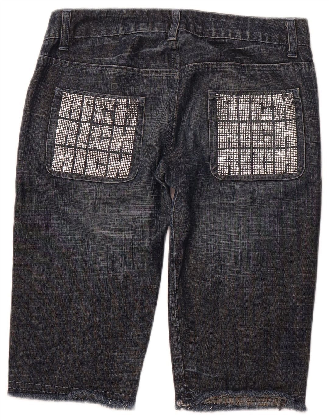 RICHMOND Womens Denim Graphic Bermuda Shorts W27 Small Navy Blue Cotton