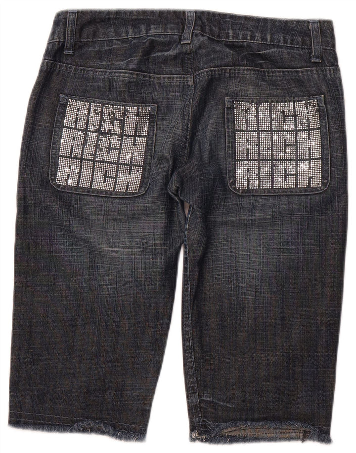 RICHMOND Womens Denim Graphic Bermuda Shorts W27 Small Navy Blue Cotton