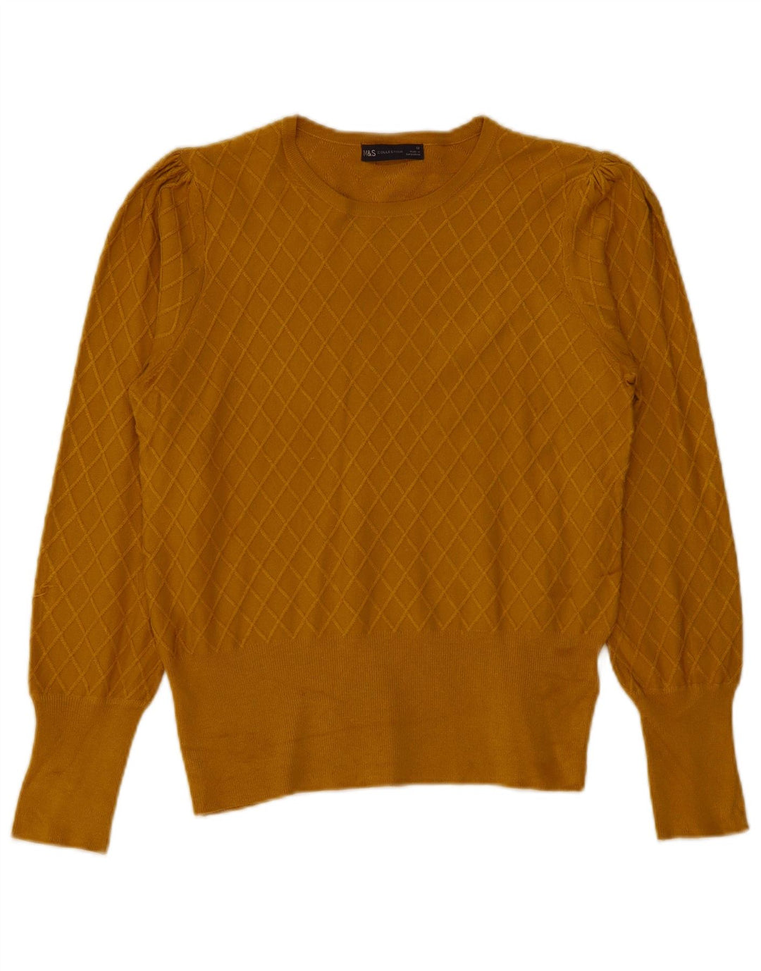 Marks & Spencer Dame Boat Neck Jumper Sweater UK 12 Medium Yellow