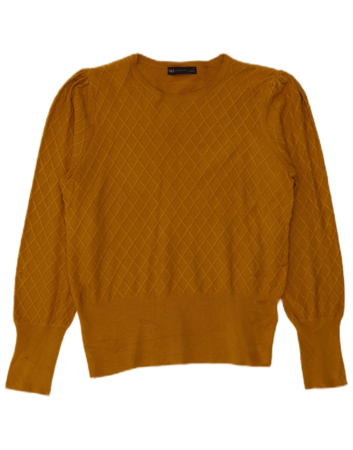 Marks & Spencer Dame Boat Neck Jumper Sweater UK 12 Medium Yellow