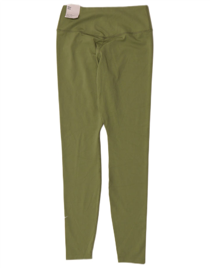 Nike Dame Dri Fit Leggings UK 10 Small Green Polyester