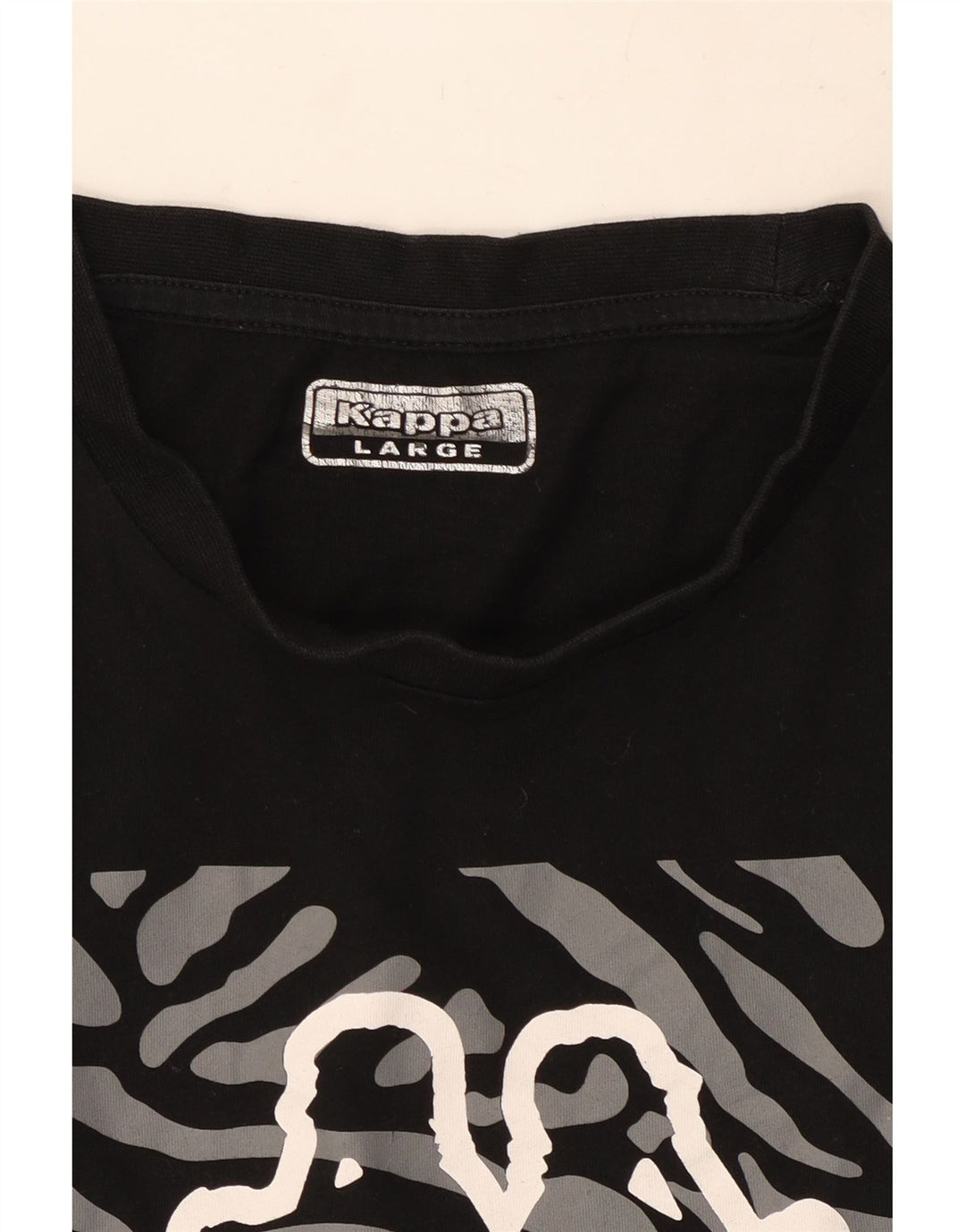 Kappa Herre Grafisk T-Shirt Top Stor Sort