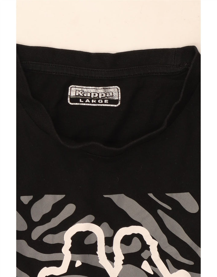 Kappa Herre Grafisk T-Shirt Top Stor Sort