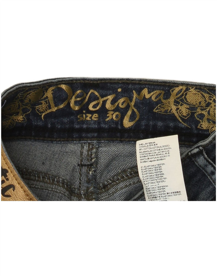 Desigual Kvinders Grafiske Slim Jeans W30 L31 Blå Bomuld