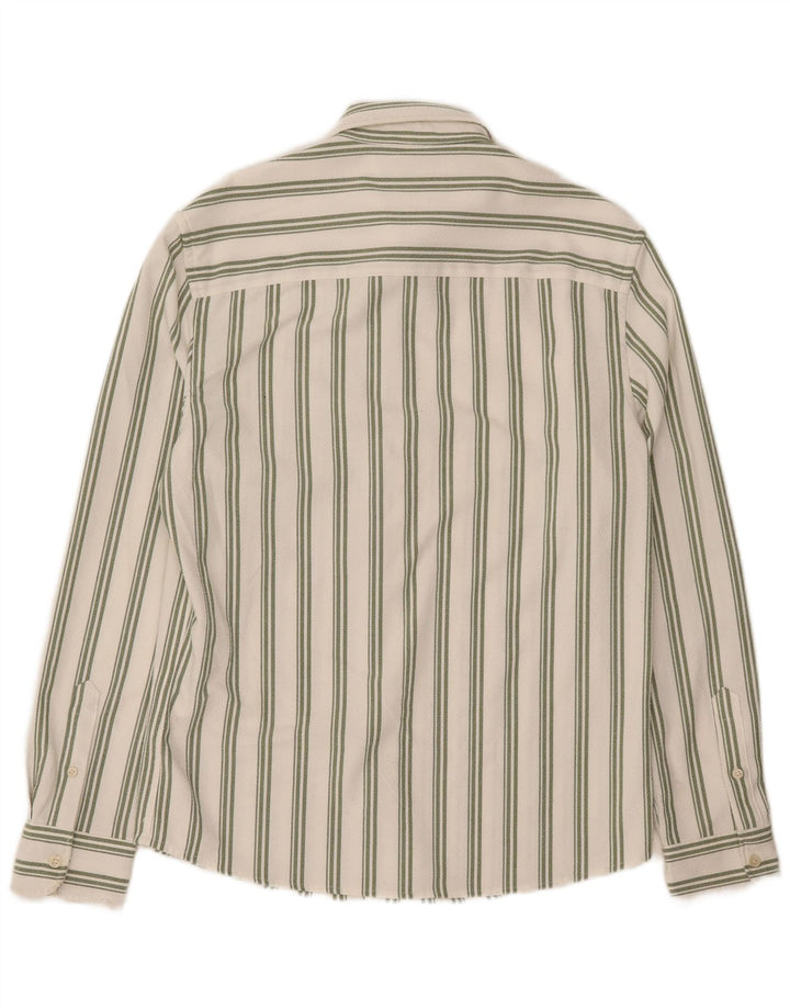 ZARA Mens Flannel Shirt Small White Striped Polyester
