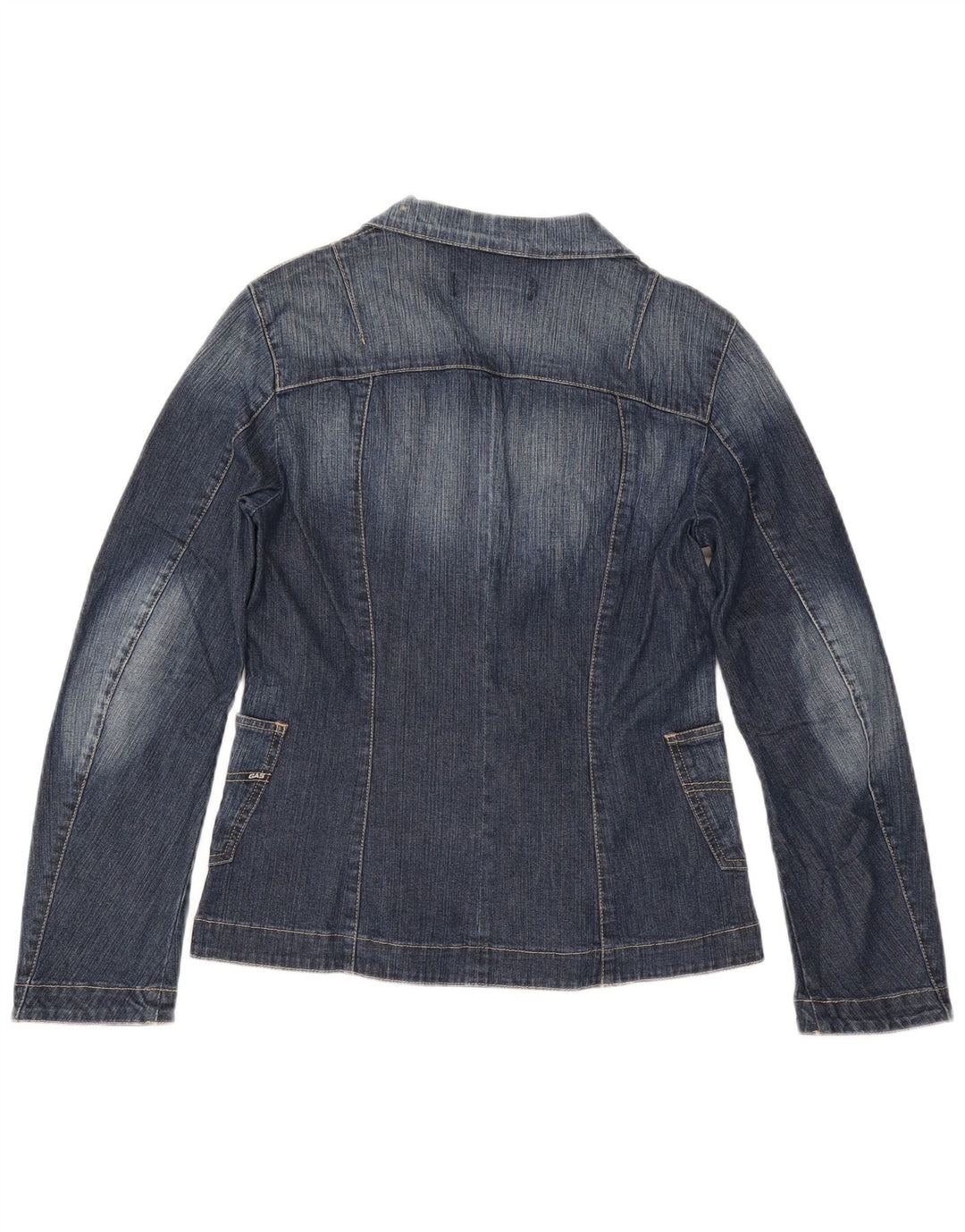 Gas Dame 3 Knaps Denim Blazer Jacket UK 14 Stor Blå Bomuld