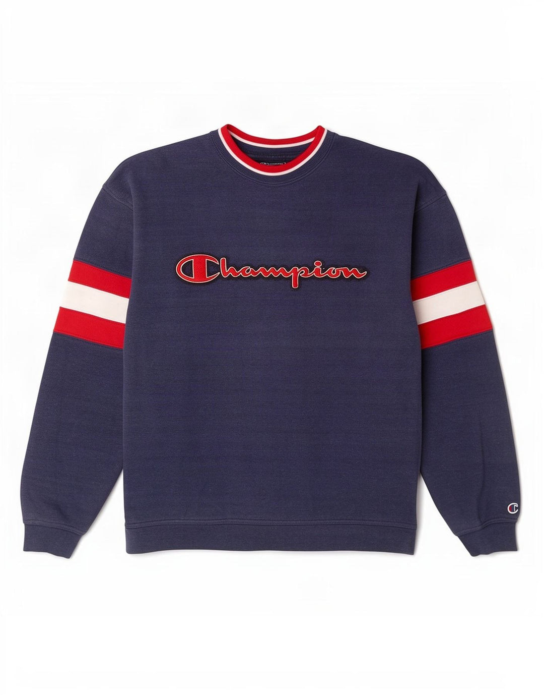 Champion Herre Grafisk Sweatshirt Jumper Medium Marineblå Colourblock Bomuld