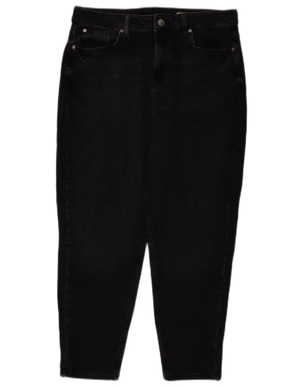 Marks & Spencer Dame Mom Tapered Jeans UK 14 Large W34 L26 Black Bomuld