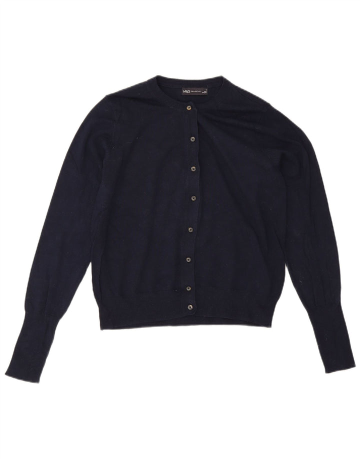 Marks & Spencer Dame Cardigan Sweater UK 12 Medium Navy Blue Viscose
