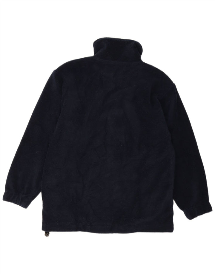 VINTAGE Mens Zip Neck Fleece Jumper XS Navy Blue Polyester