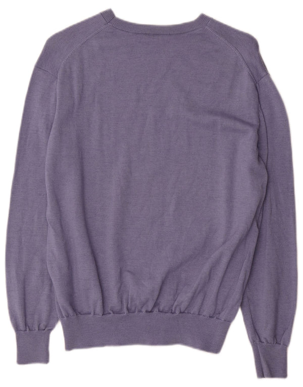 Cos Dame Oversized Boat Neck Jumper Sweater UK 10 Small Blue Wool