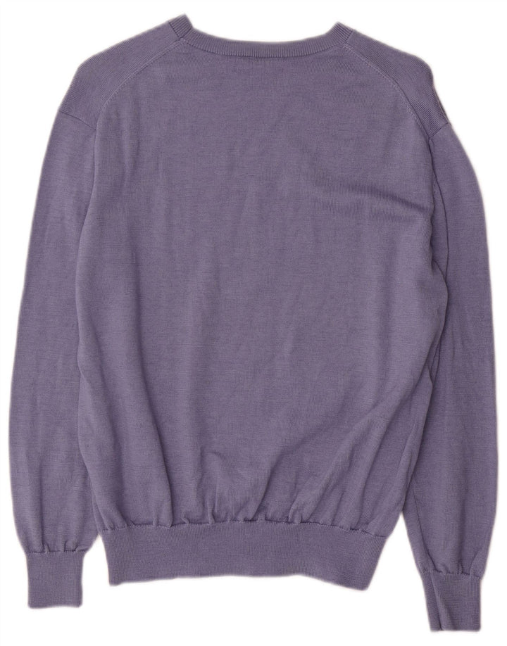 Cos Dame Oversized Boat Neck Jumper Sweater UK 10 Small Blue Wool