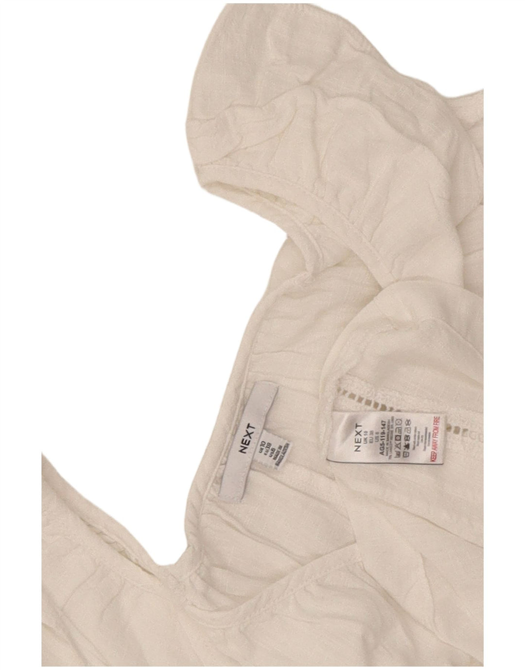 Næste Dame ærmeløs oversize bluse Top UK 10 Small White Viscose