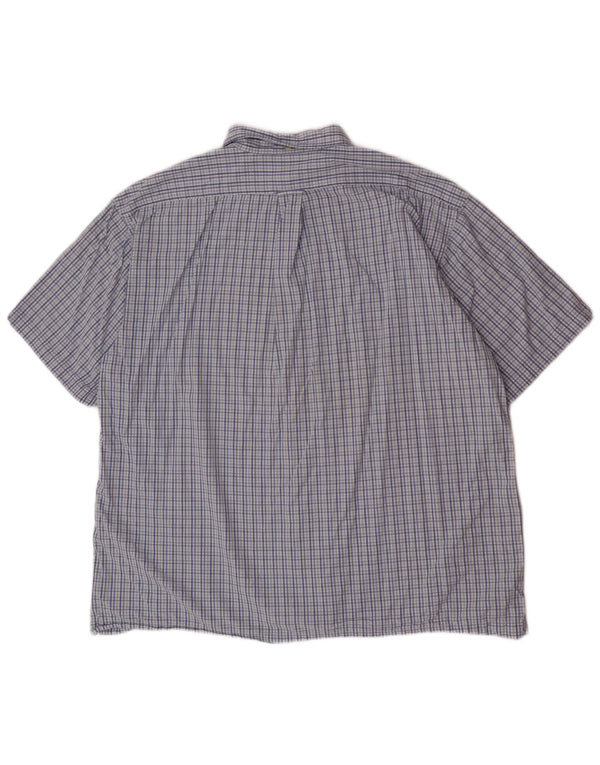 Izod Mens Short Sleeve Shirt XL Blue Check Cotton