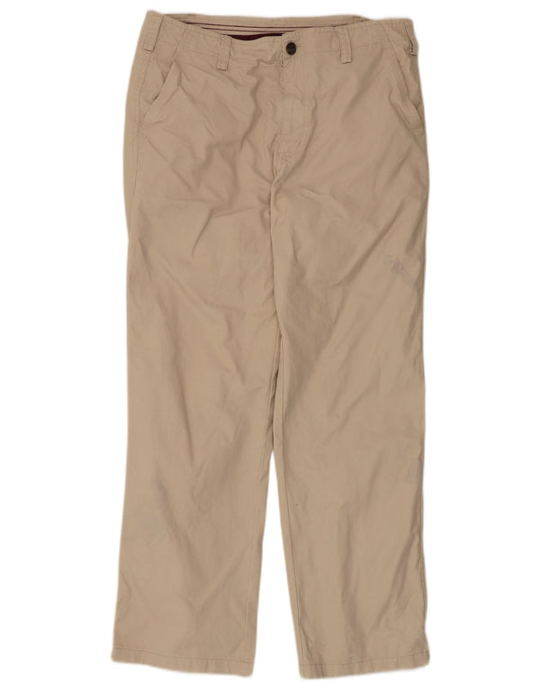 Zara Mens Straight Chino Trousers EU 42 Large W32 L29 Beige Cotton