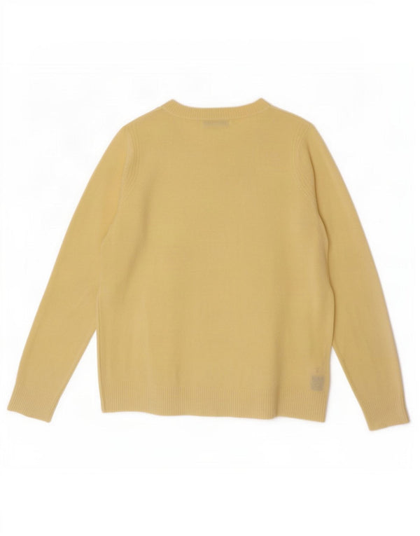 Marks & Spencer Dame Boat Neck Jumper Sweater UK 12 Medium Yellow Acryl