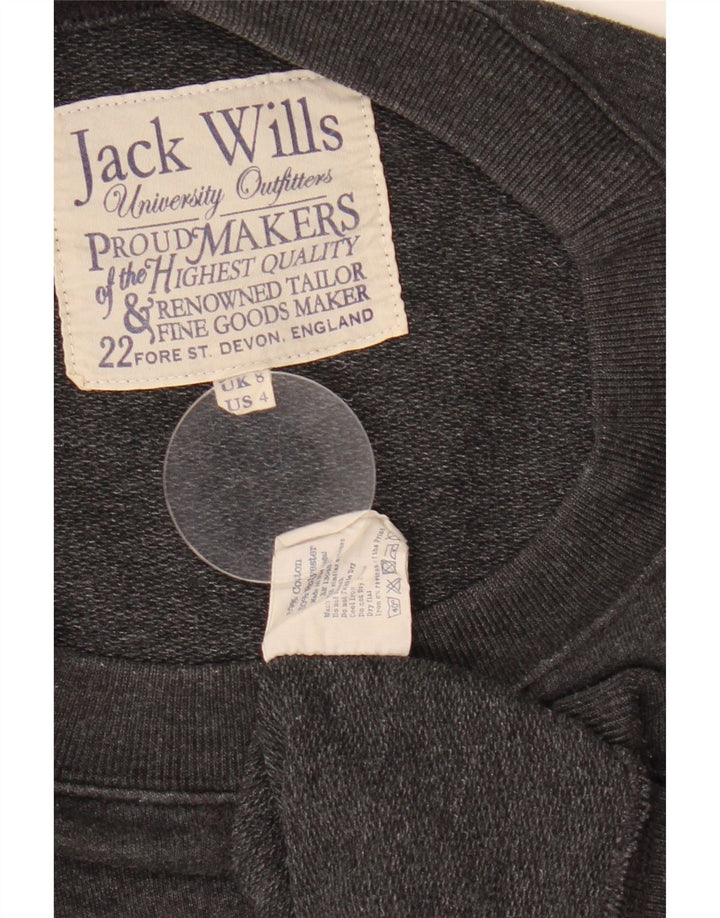 JACK WILLS Dame Grafisk Oversized Sweatshirt Jumper UK 8 Lille Grå