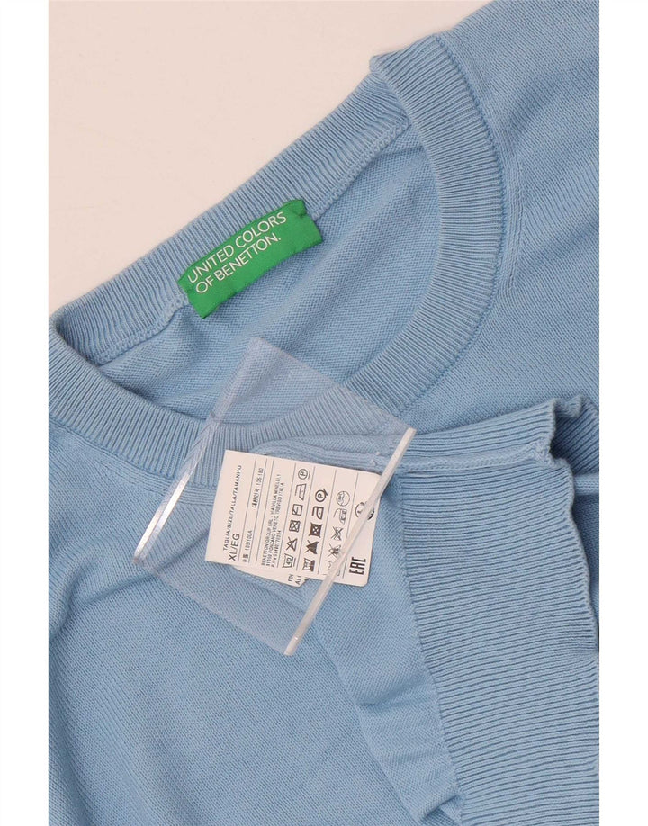Benetton Herre sweater med rund hals XL blå bomuld
