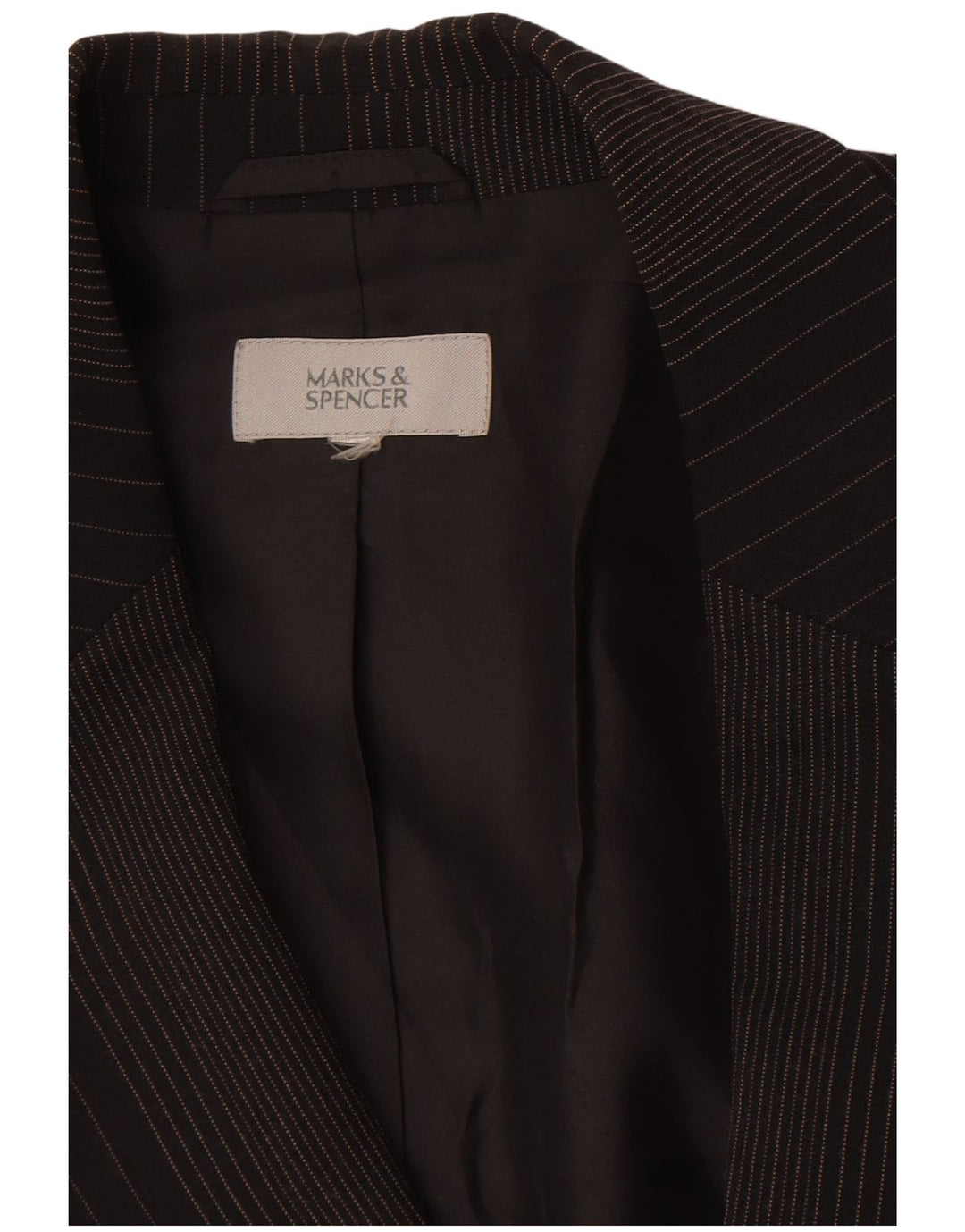 Marks & Spencer Dame 2-knaps blazerjakke UK 14 Stor sort nålestribe