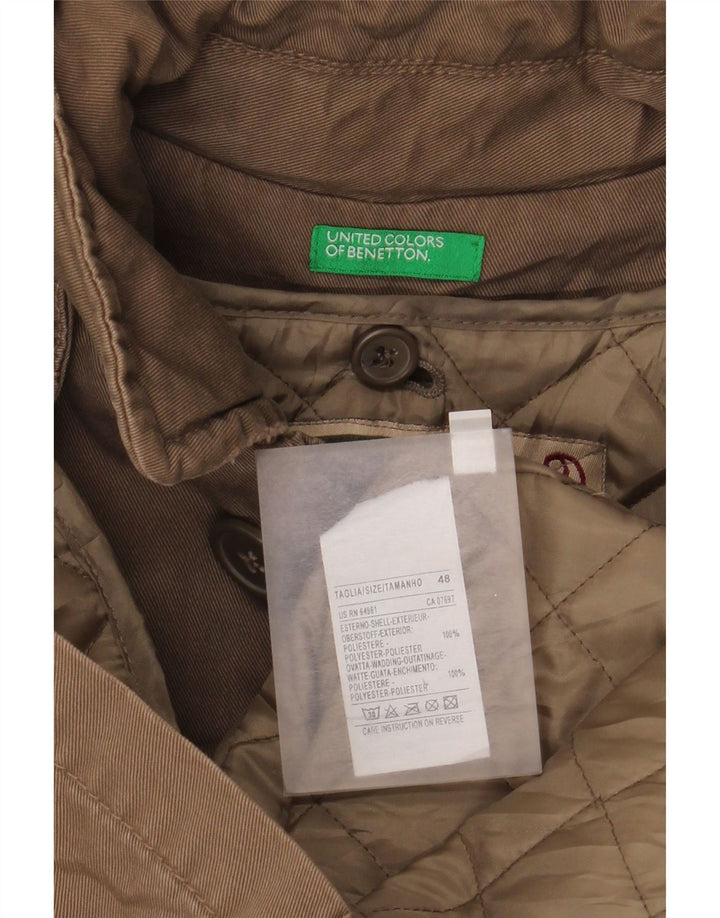 BENETTON Herre Hooded Parka Jacket IT 48 Medium Brun Polyester