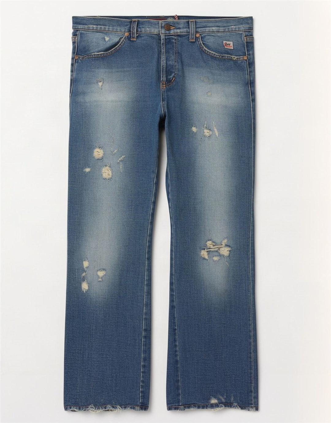 Roy Rogers Dame Distressed Bootcut Jeans W34 L32 Blå Bomuld