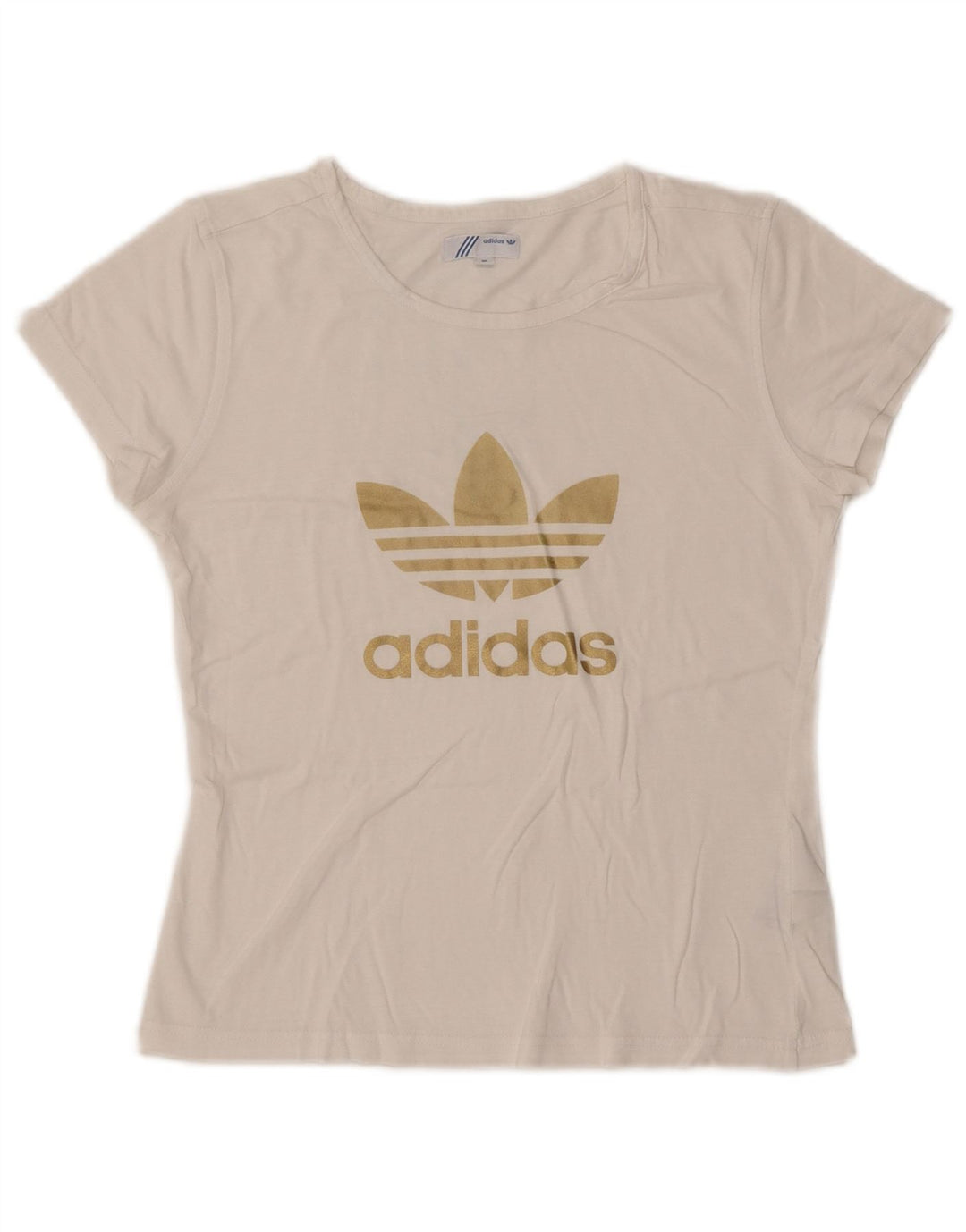 Adidas Grafisk T-shirt top til kvinder EU 36 Lille hvid bomuld