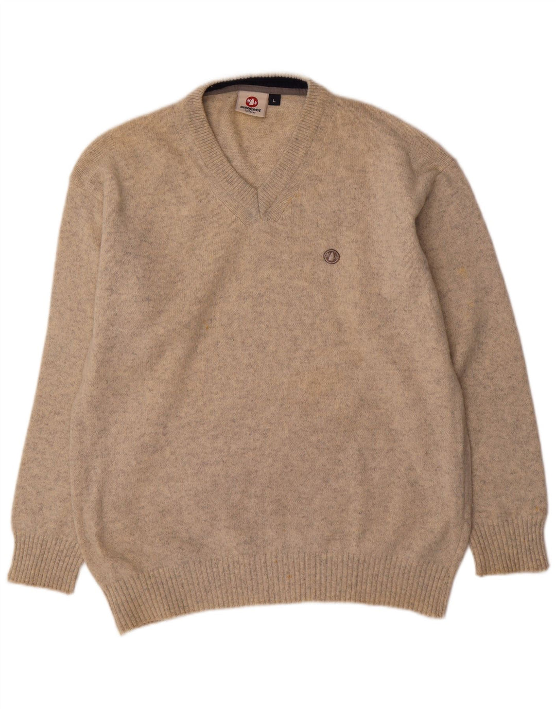 Murphy & Nye Herre V-hals sweater Stor Beige Flecked Wool
