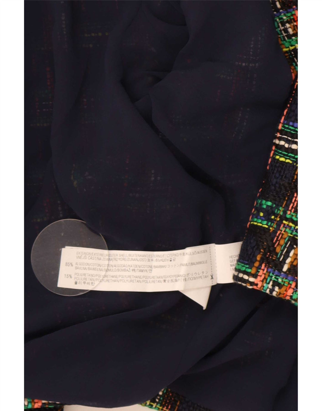 Zara Womens Crop Open Blazer Jacket UK 10 Small Flerfarvet ternet bomuld