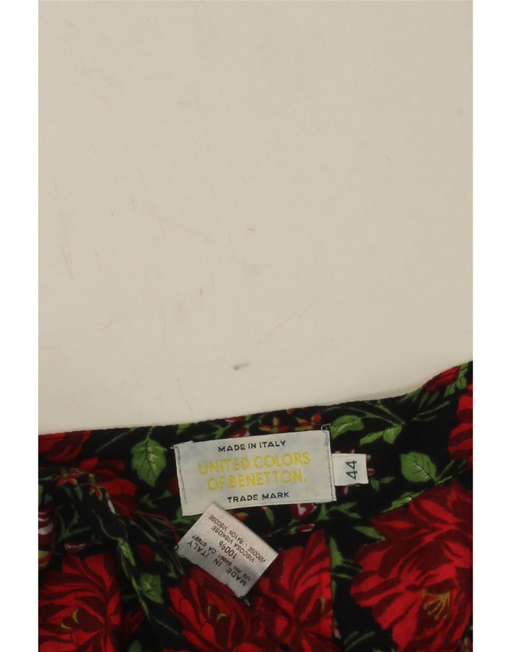 Benetton Womens Plisseret Maxi Nederdel IT 44 Medium W28 Flerfarvet blomster