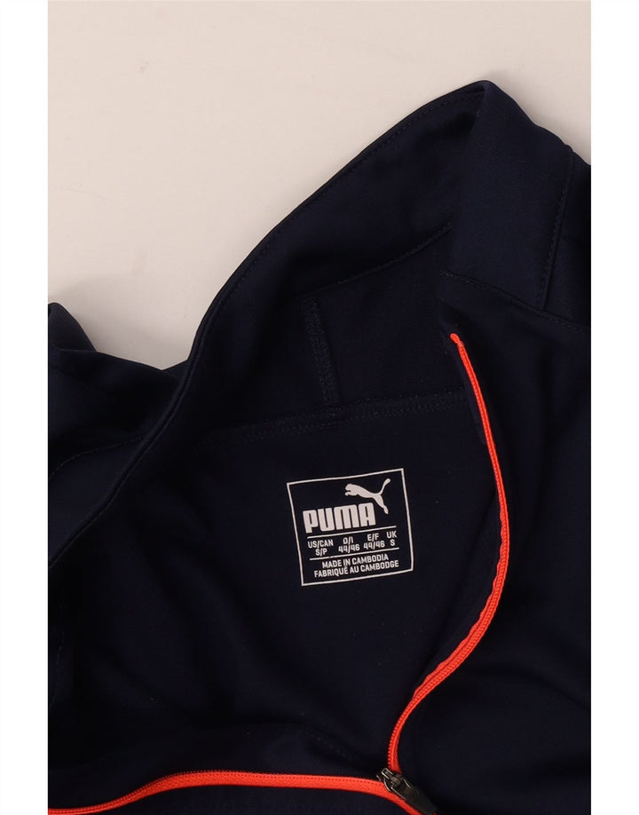 Puma Herre Zip Neck Pullover Træningsdragt Top Small Navy Blue