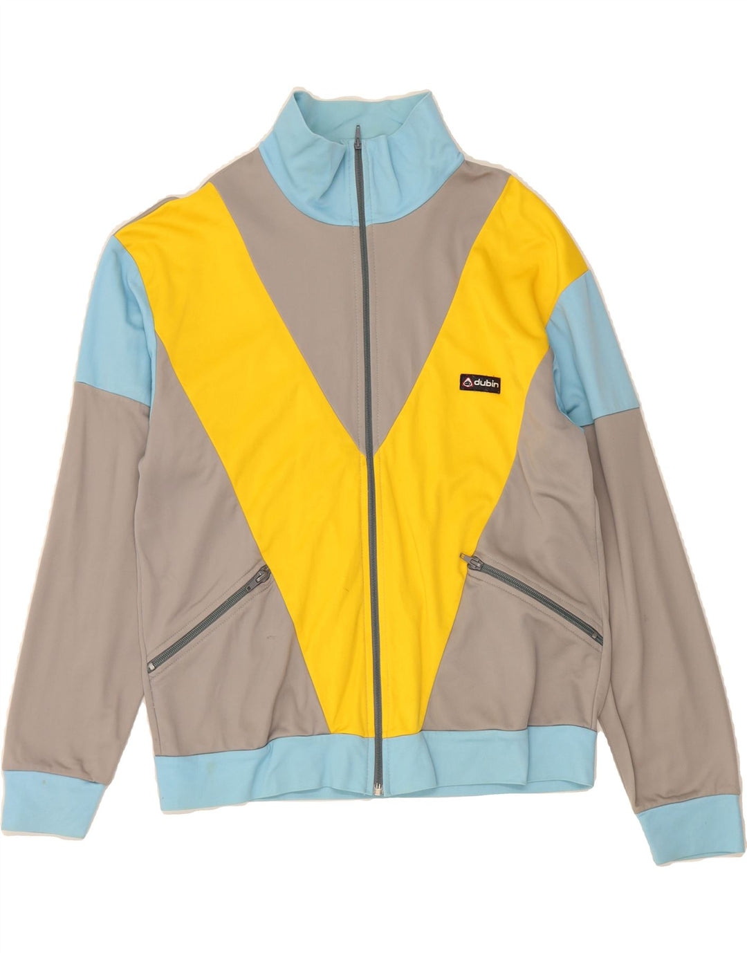 DUBIN Mens Tracksuit Top Jacket Medium Grey Colourblock Polyamide Vintage Dubin and Second-Hand Dubin from Messina Hembry 