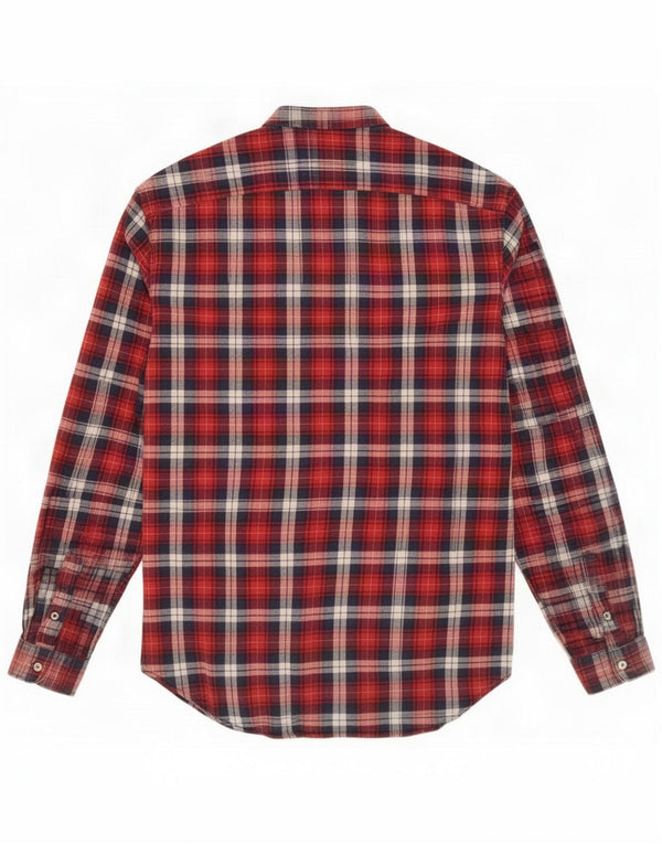 Zara Mens Slim Fit Flannel Shirt Large Red Plaid Cotton