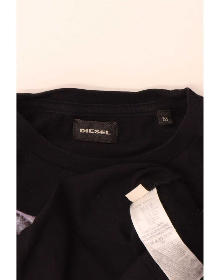 Diesel Herre Grafisk T-Shirt Top Medium Sort Bomuld