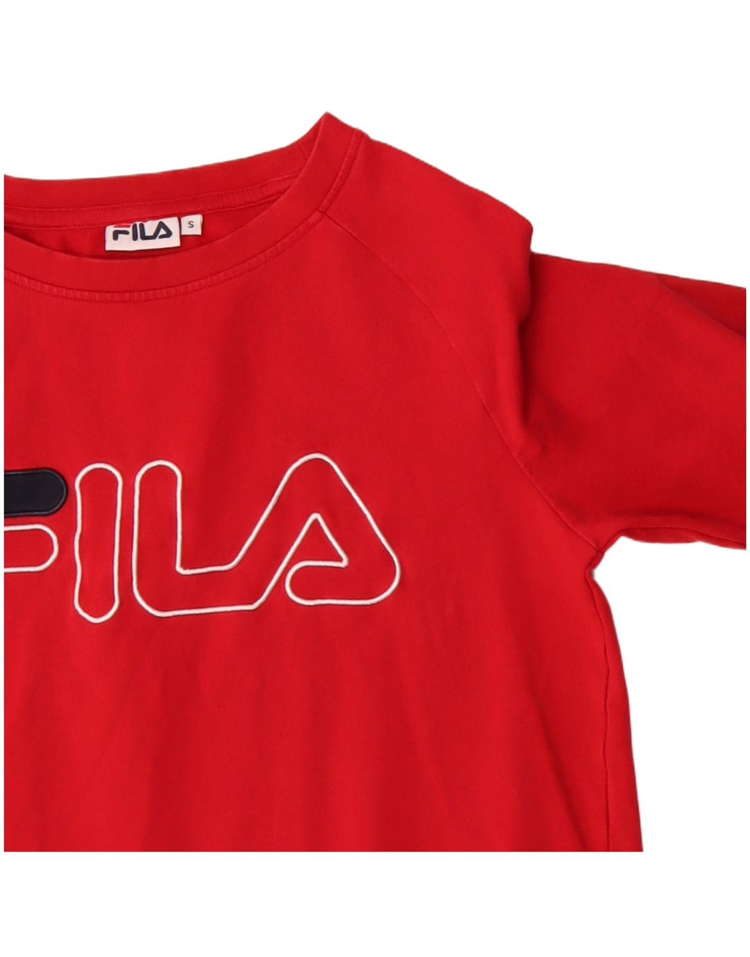 Fila Dame Grafisk Sweatshirt Jumper UK 10 Lille Rød Bomuld