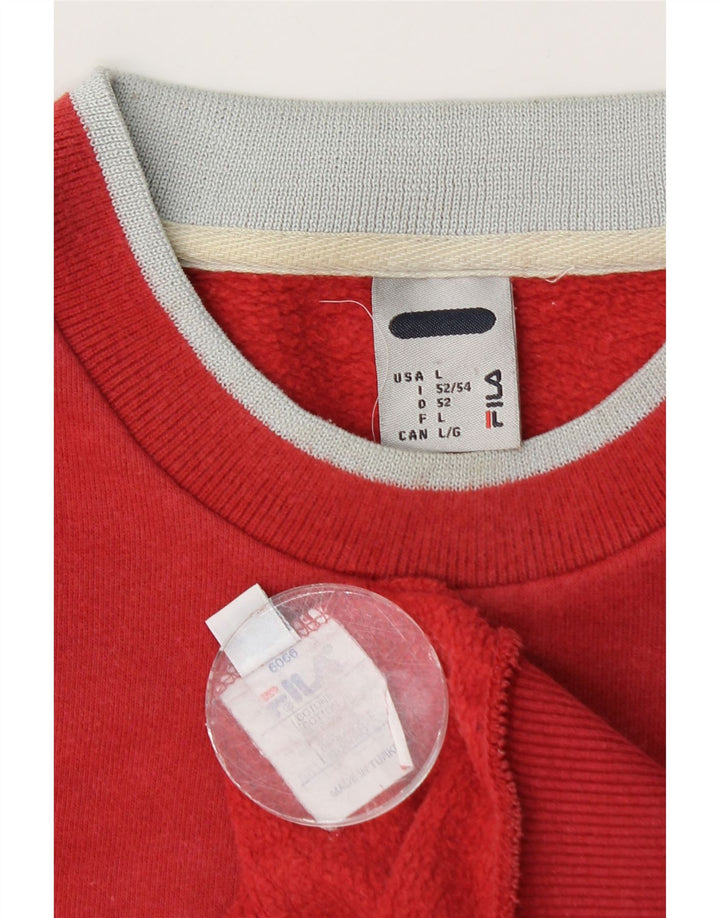 Fila Herre Sweatshirt Jumper IT 52/54 Stor Rød Bomuld