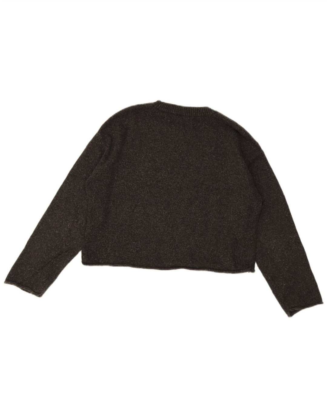 Zara Girls Crop Crew Neck Jumper Sweater 13-14 År Grå Polyester