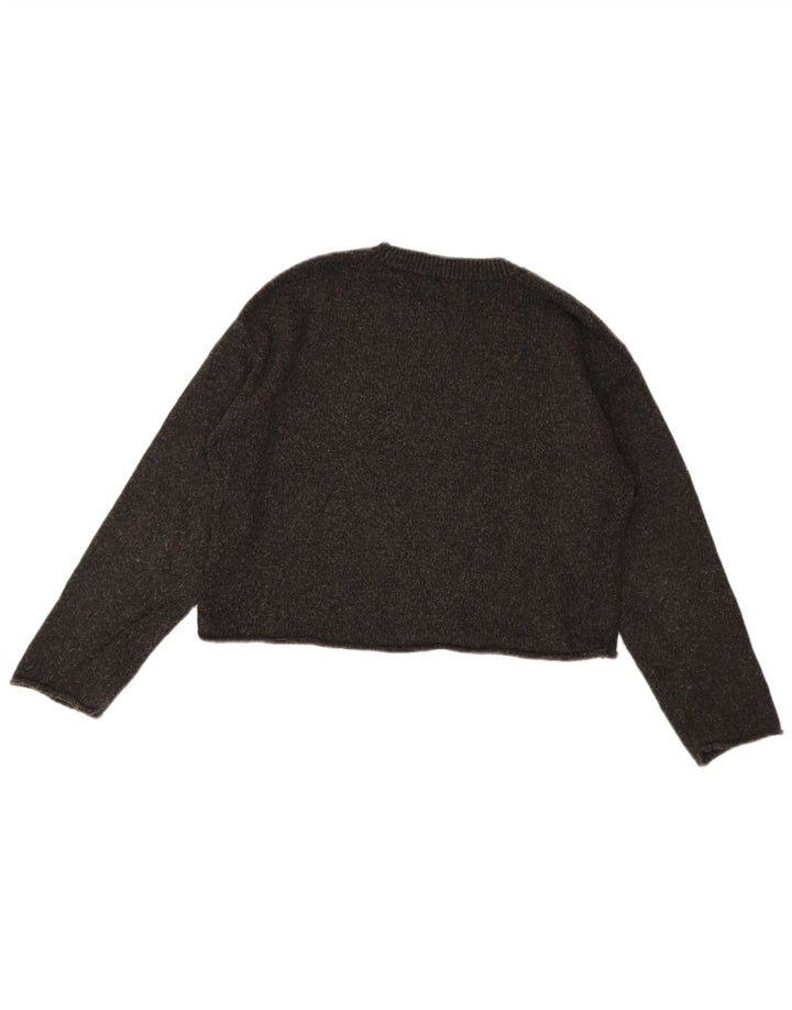 Zara Girls Crop Crew Neck Jumper Sweater 13-14 År Grå Polyester