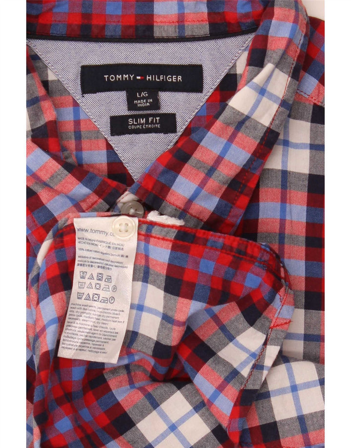 Tommy Hilfiger Kortærmet Slim Fit-skjorte til mænd Stor flerfarvet ternet