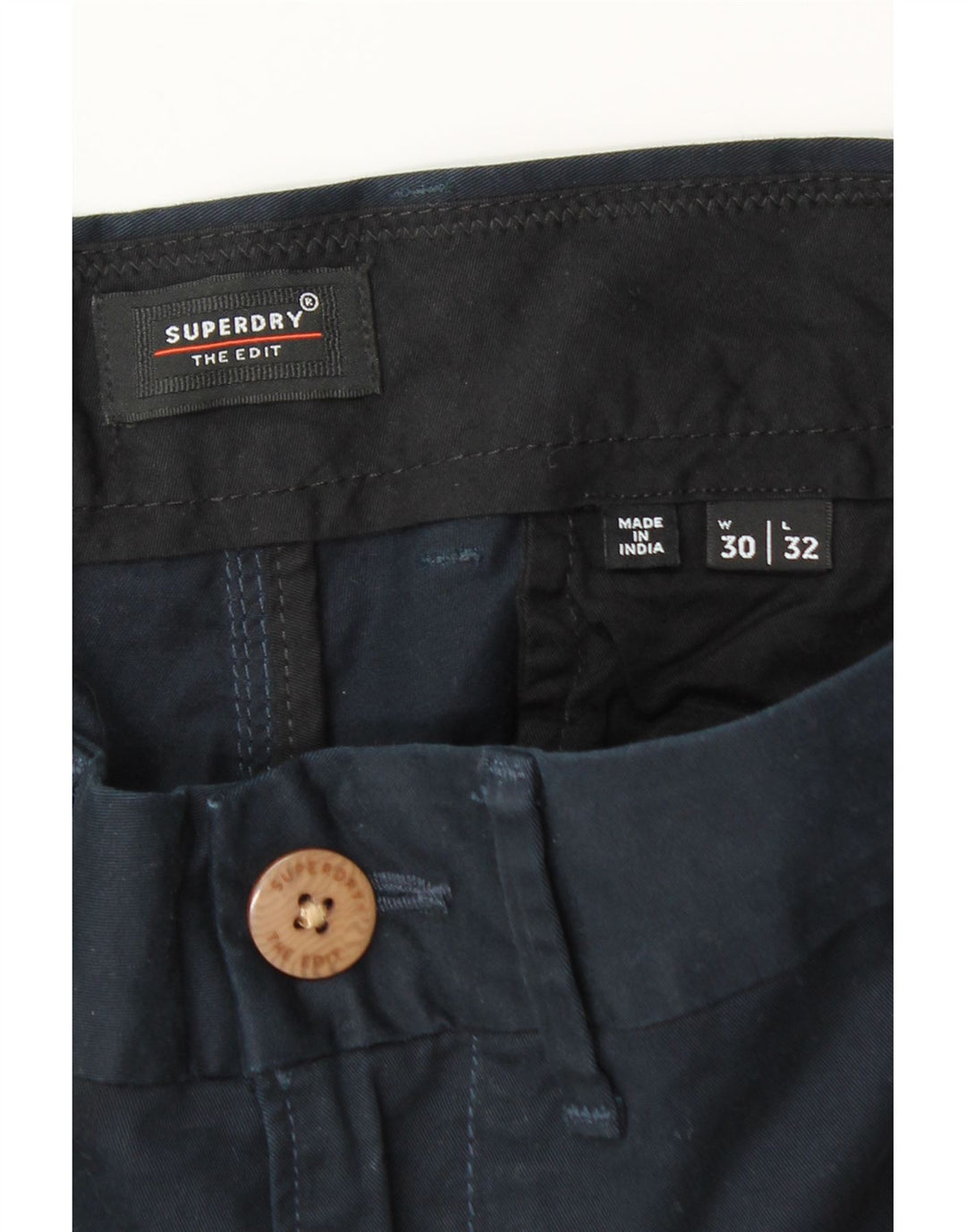 Superdry Slim Chino-bukser til mænd W30 L30 Marineblå bomuld