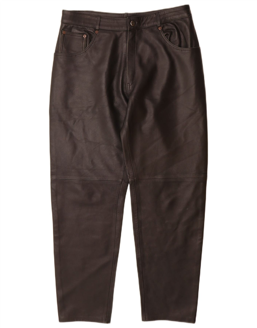 Vintage koniske læderbukser til kvinder IT 44 Medium W32 L29 Sort