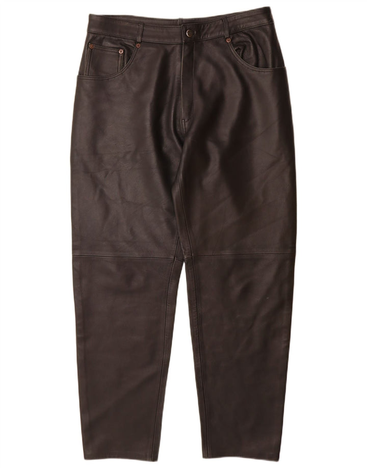 Vintage koniske læderbukser til kvinder IT 44 Medium W32 L29 Sort