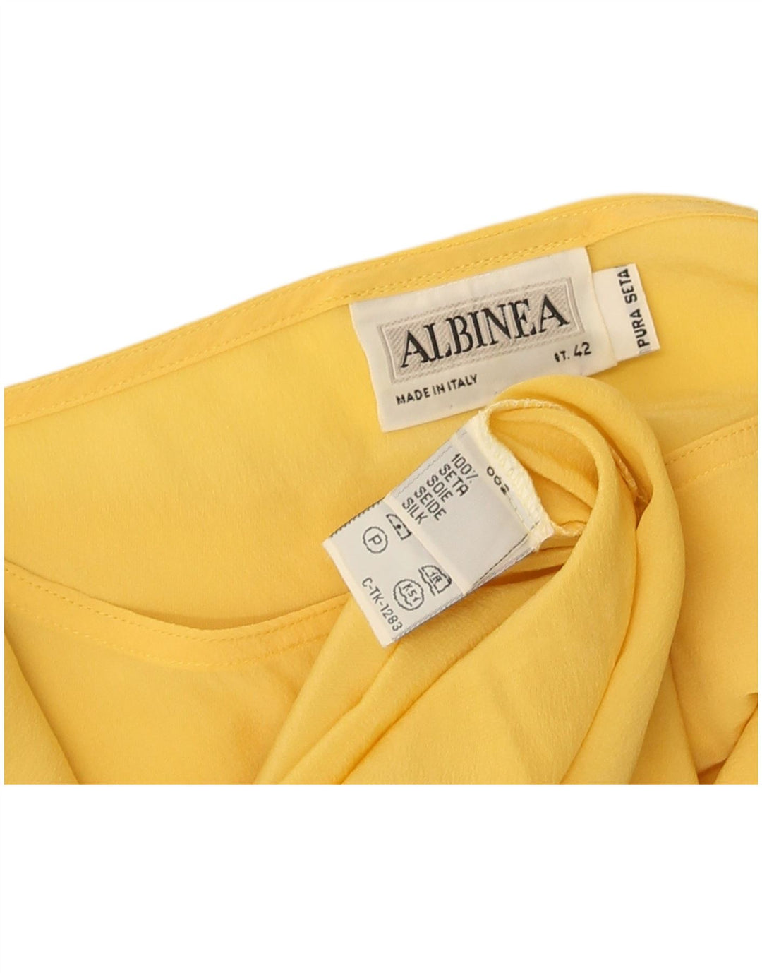 Vintage damebluse Top IT 42 Medium Yellow Silk