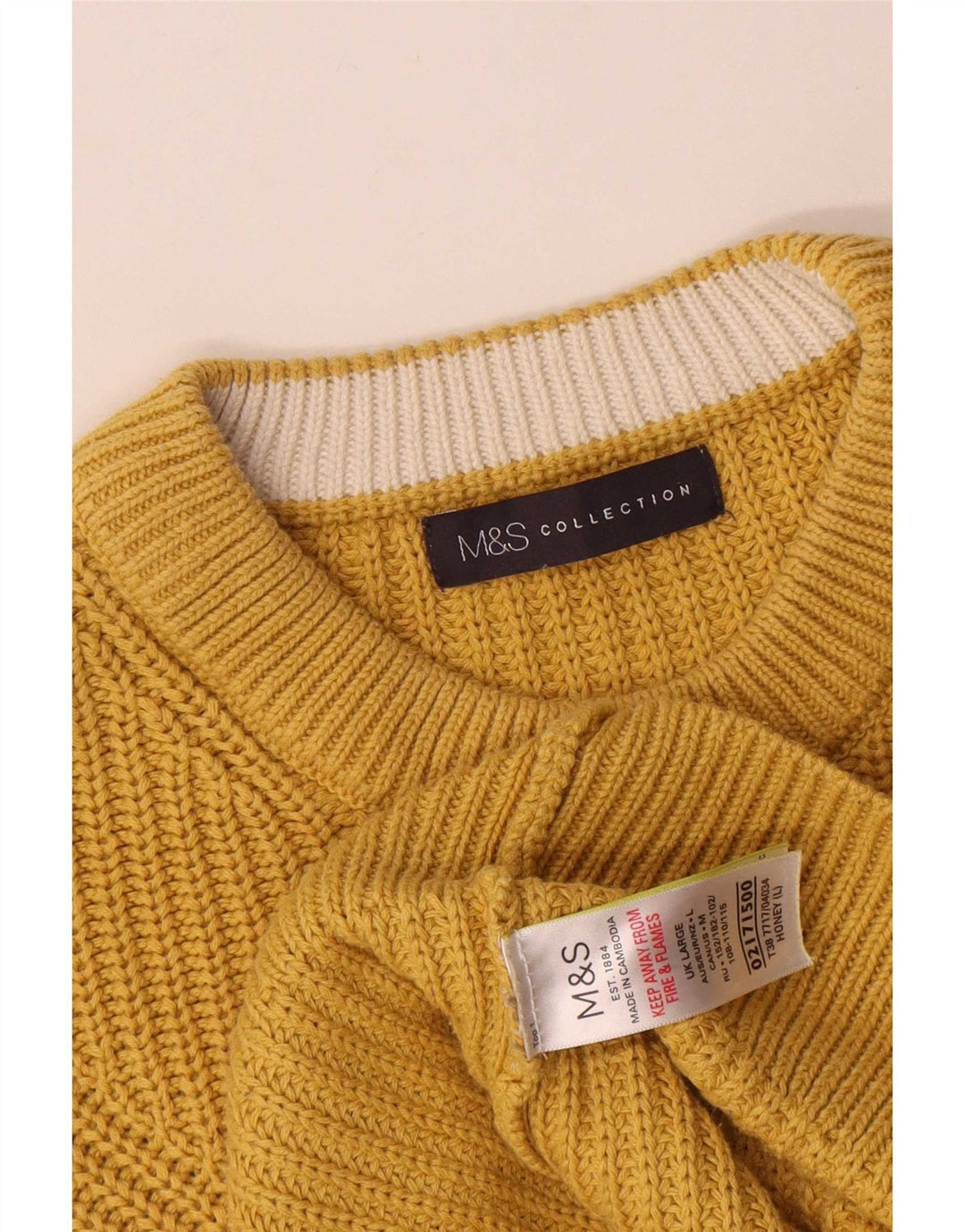 Marks & Spencer Herre sweater med rund hals, stor gul bomuld