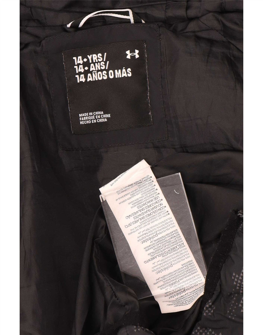 Under Armour drenge hættepolstret jakke 13-14 år sort camouflage