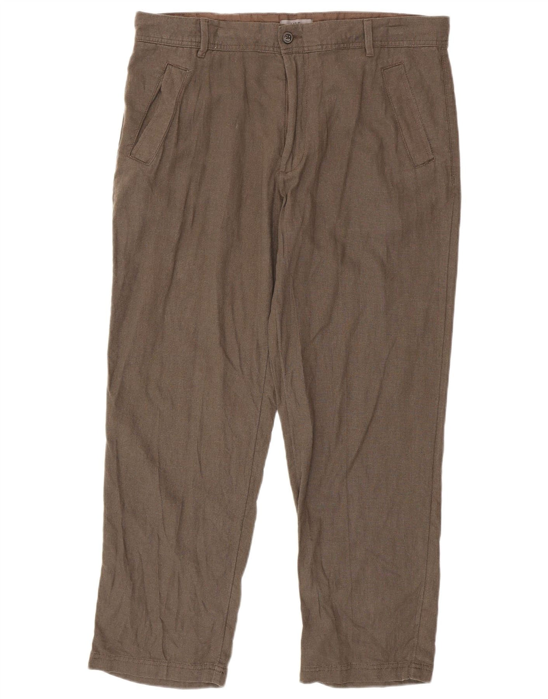 MARKS & SPENCER Herre Regular Fit Chinobukser W36 L29 Brun hør